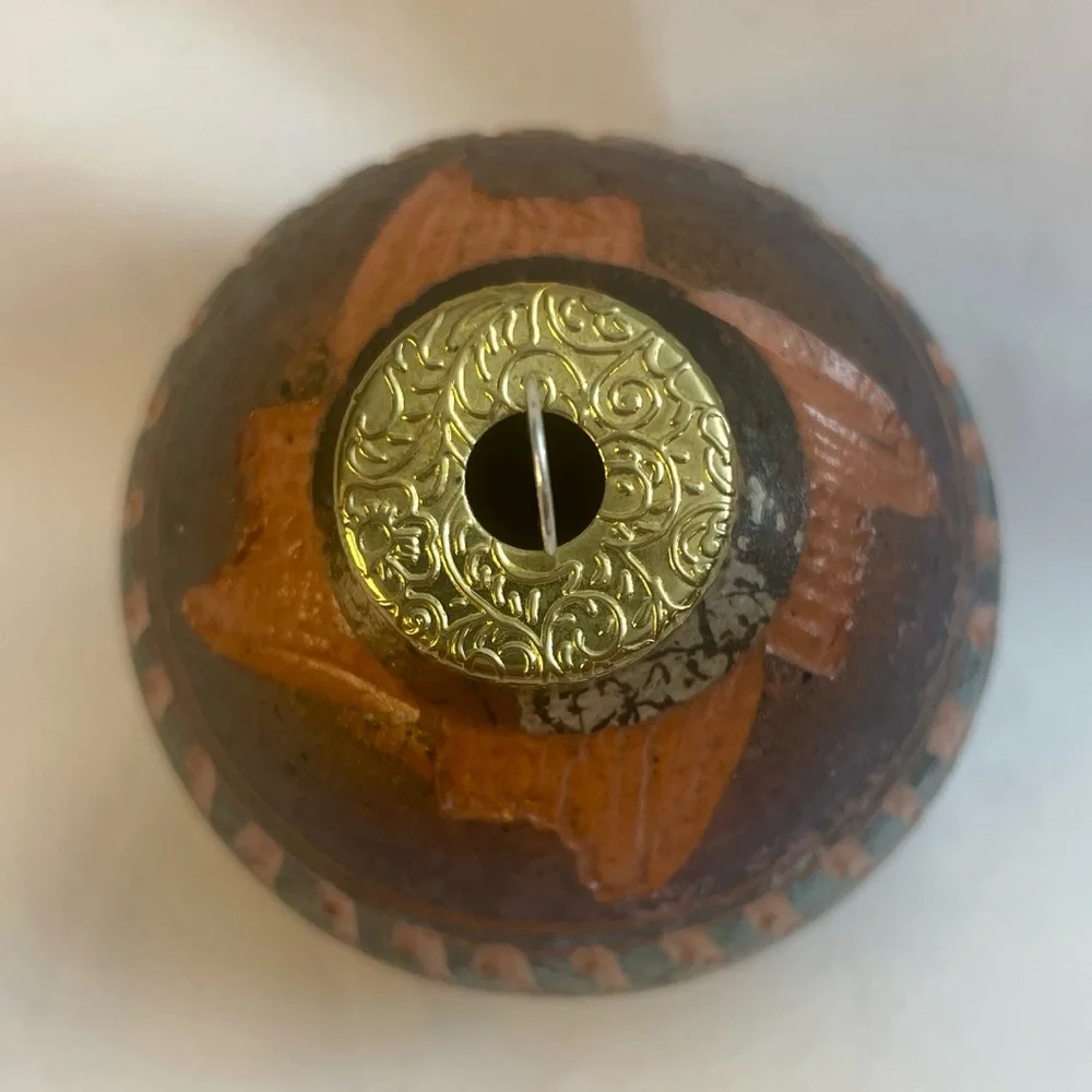 Navajo Pottery Ornament Raku Hand Etched Christmas Pottery Signed Native Indian